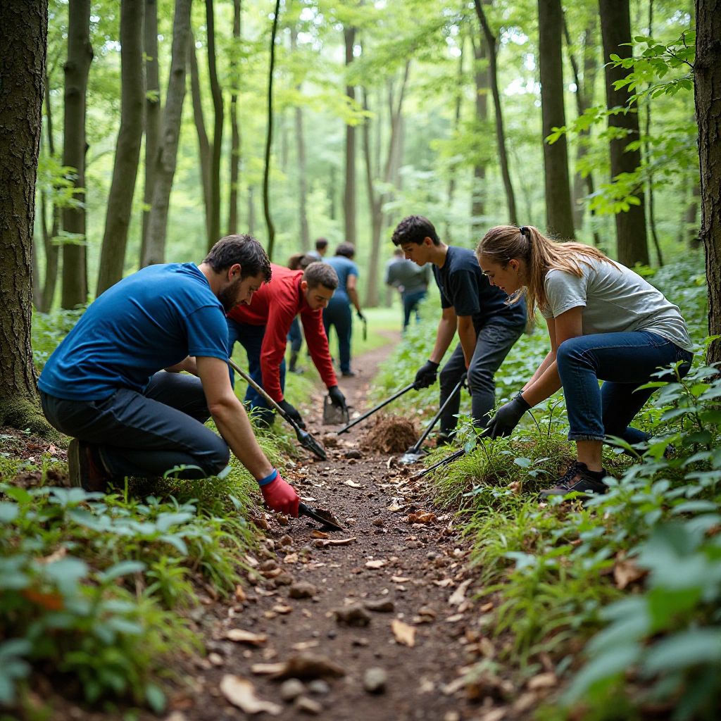 Community volunteer day in Romanian forest