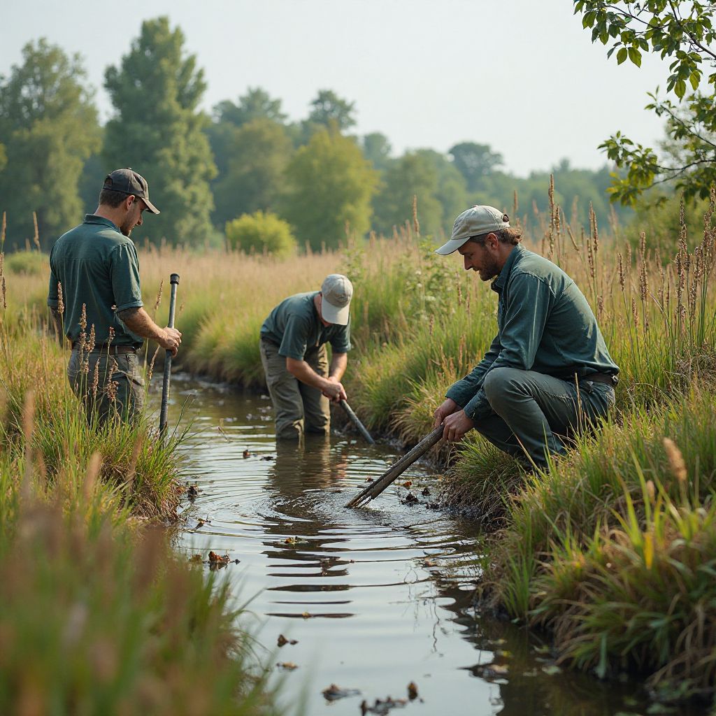 Team implementing an eco-restoration project